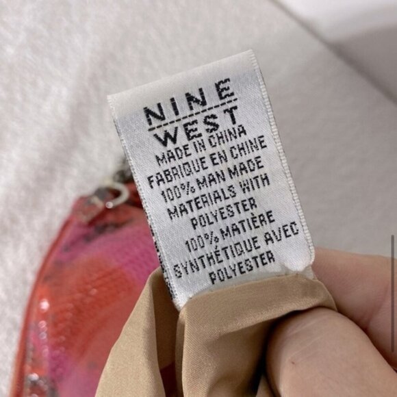 Vintage Nine West Pink Orange Reptile Print & Texture Shoulder Bag Purse Clutch - Picture 9 of 15